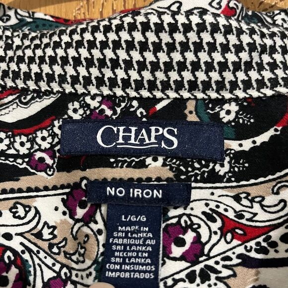 Chaps Women’s Multi Paisley Print No Iron Button Down Shirt Sz-L - Picture 5 of 7